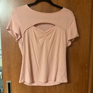 Womens Baby Pink Open-cut Top